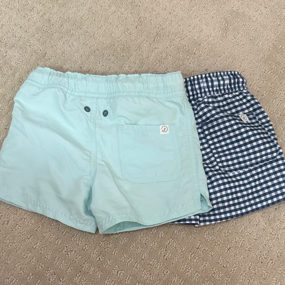 little planet by carter's Light Aqua & blue gingham boys Swim Shorts
